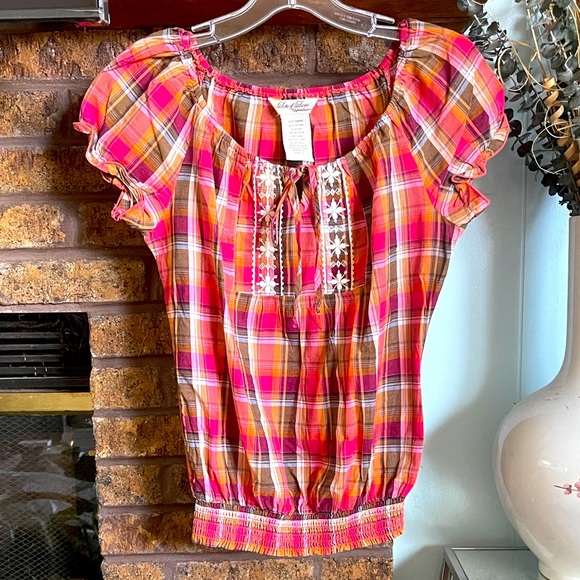 Lots of Love Speechless plaid peasant top - Picture 1 of 5